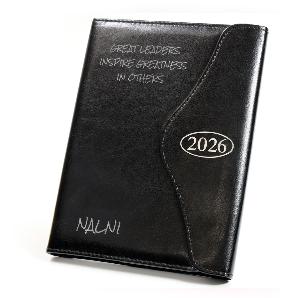 Personalised Diary Organiser 2026, A5/A6 size | Custom Engraved Planner (UK dates)
