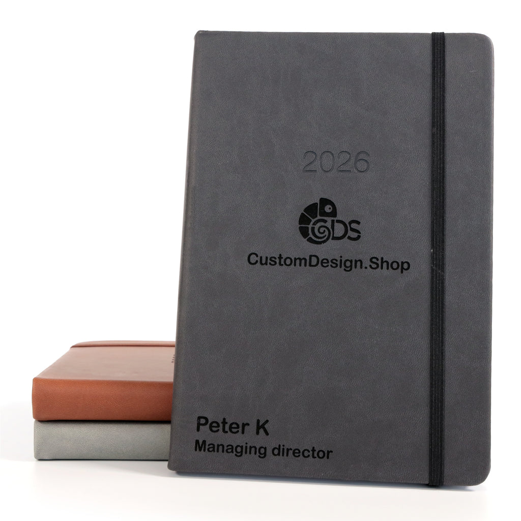 Personalised Hardcover Executive Diary 2026, A4/A5 | Custom Engraved Organiser - UK dates