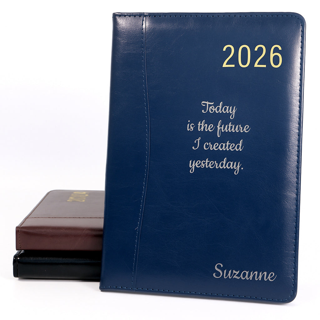 Personalised Premium Executive Diary Organiser 2026, A4/A5 size | Custom Engraved Planner (UK dates)