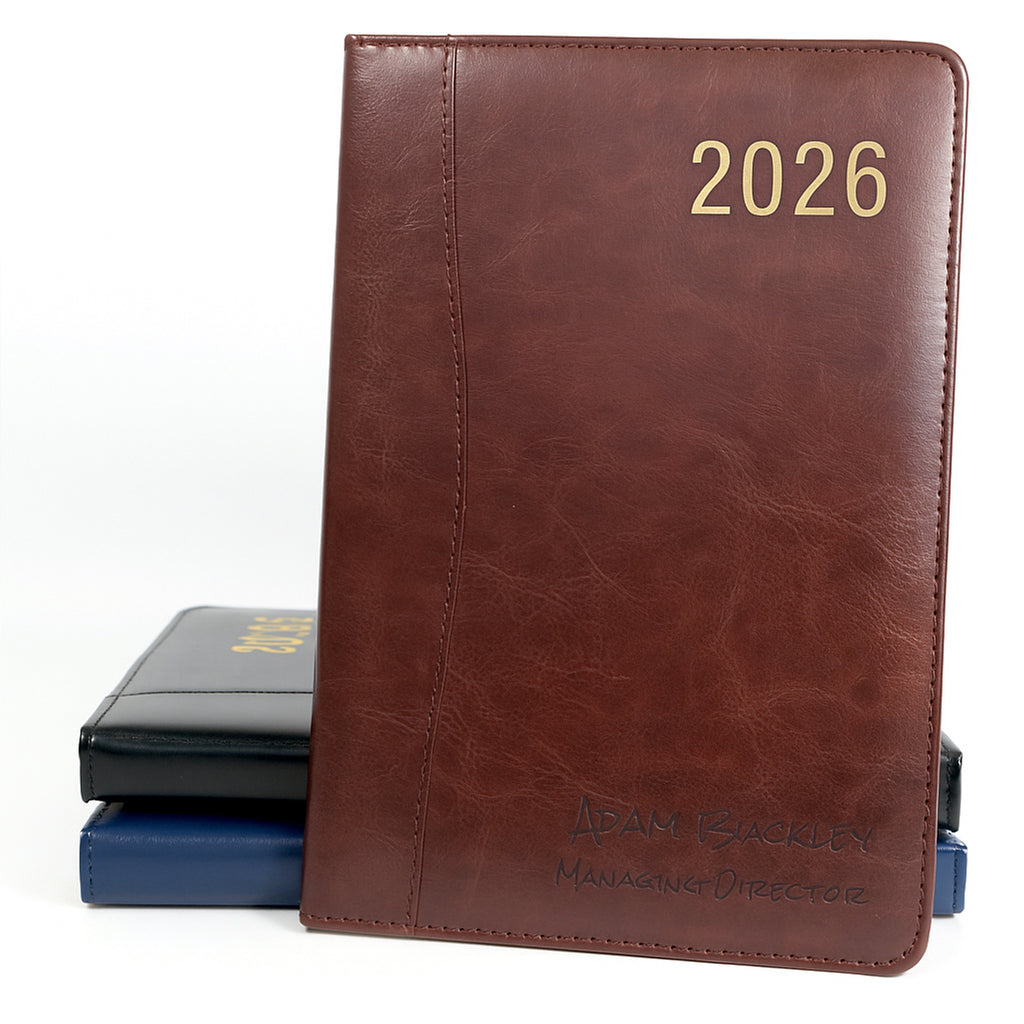 Personalised Premium Executive Diary Organiser 2026, A4/A5 size | Custom Engraved Planner (UK dates)