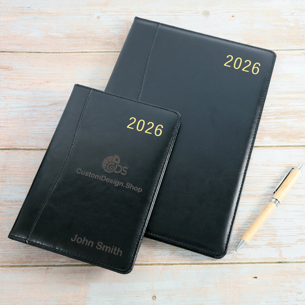 Personalised Premium Executive Diary Organiser 2026, A4/A5 size | Custom Engraved Planner (UK dates)