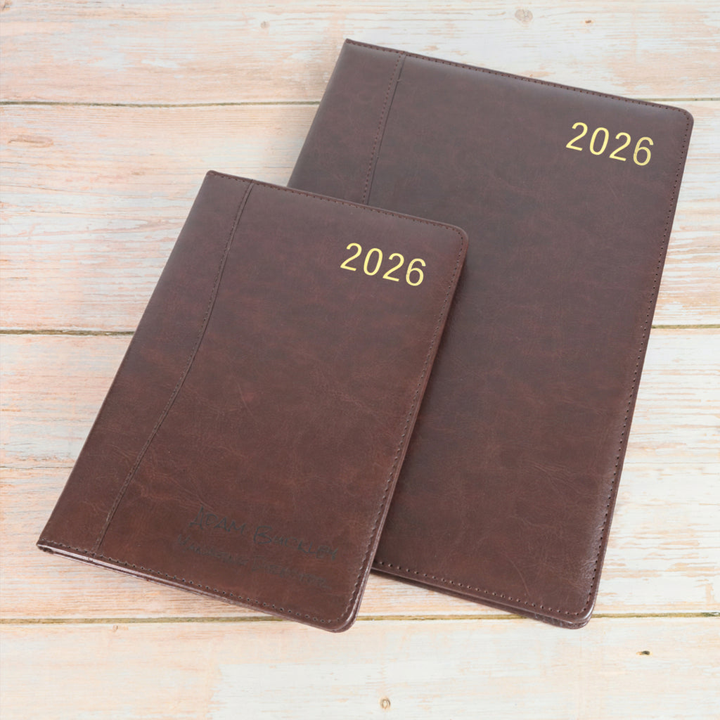 Personalised Premium Executive Diary Organiser 2026, A4/A5 size | Custom Engraved Planner (UK dates)