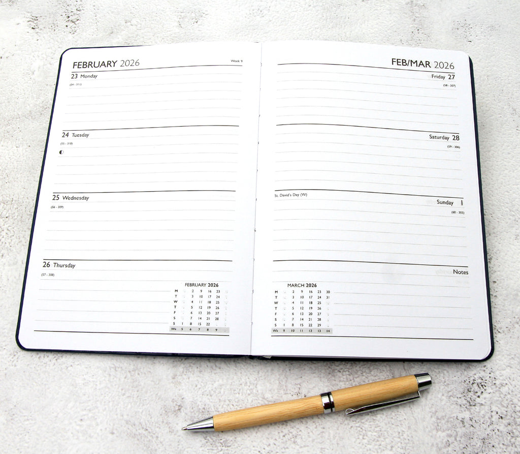 Personalised Executive Diary Organiser 2026, A5 size | Custom Printed Planner (UK dates)