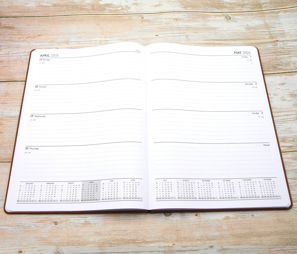 Personalised Premium Executive Diary Organiser 2026, A4/A5 size | Custom Engraved Planner (UK dates)