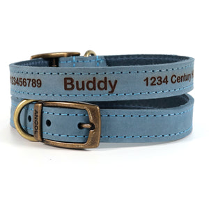 Personalised Finest Leather Dog Puppy Collar + optional Matching Lead