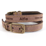 Personalised Finest Leather Dog Puppy Collar + optional Matching Lead