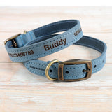 Personalised Finest Leather Dog Puppy Collar + optional Matching Lead