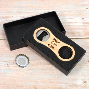Personalised Custom Bamboo Bottle Opener + Gift Box | Design A Truly Unique Present | Laser Engraved | Great Birthday Father's Valentine's Day Wedding Gift Idea