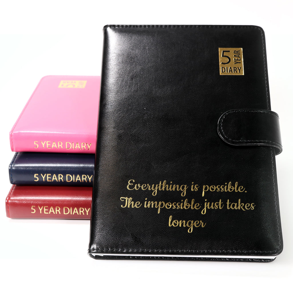 Personalised Custom Premium 5 Year Diary Organiser | Gold Embossed Gift