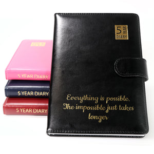 Personalised Custom Premium 5 Year Diary Organiser | Gold Embossed Gift