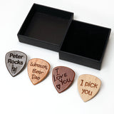 Personalised Custom Wooden Guitar Pick Plectrum + Gift Box