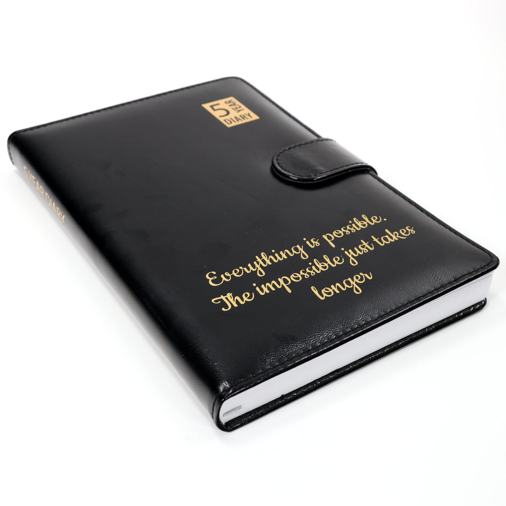 Personalised Custom Premium 5 Year Diary Organiser | Gold Embossed Gift