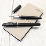 Personalised Custom Premium Satin Black Metal Fountain Pen + Gift Box | Design A Truly Unique Present | Laser Engraved