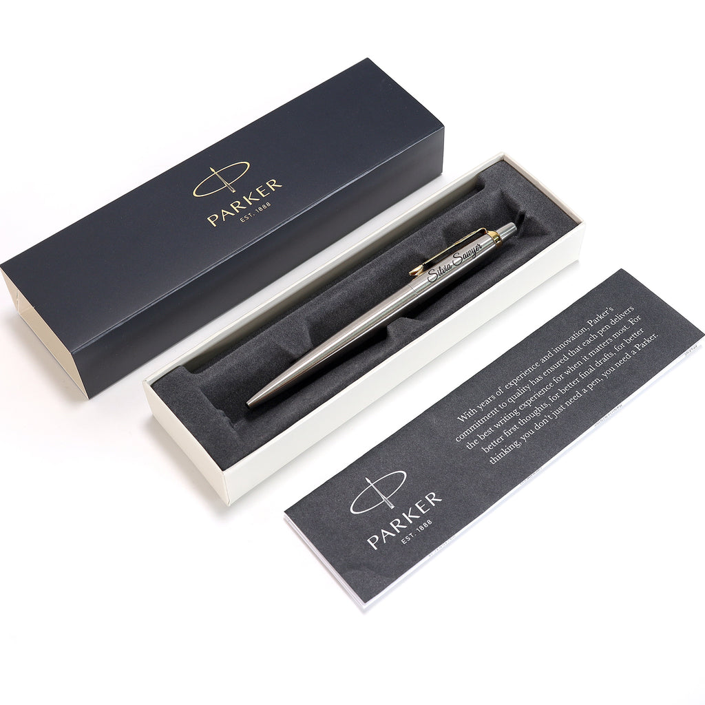 Personalised Custom Parker Jotter SS Pen + Gift Box | Design A Truly Unique Present | Laser Engraved