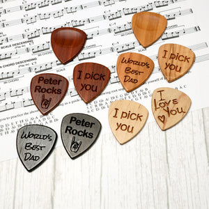 Personalised Custom Wooden Guitar Pick Plectrum + Gift Box
