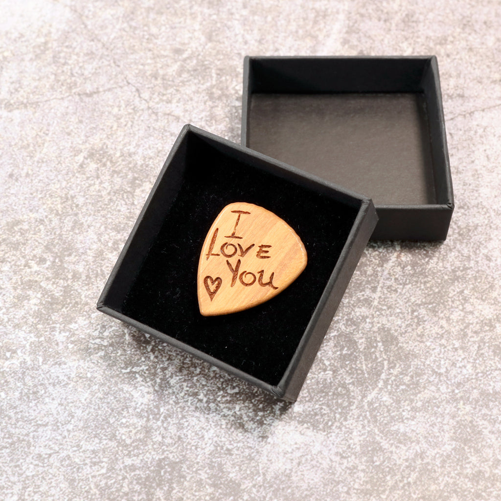 Personalised Custom Wooden Guitar Pick Plectrum + Gift Box