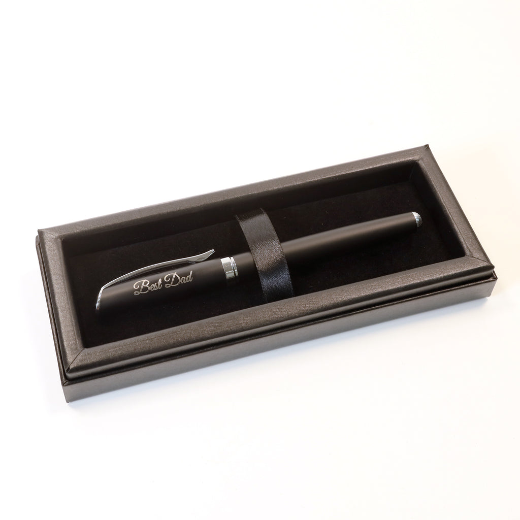 Personalised Custom Premium Satin Black Metal Fountain Pen + Gift Box | Design A Truly Unique Present | Laser Engraved