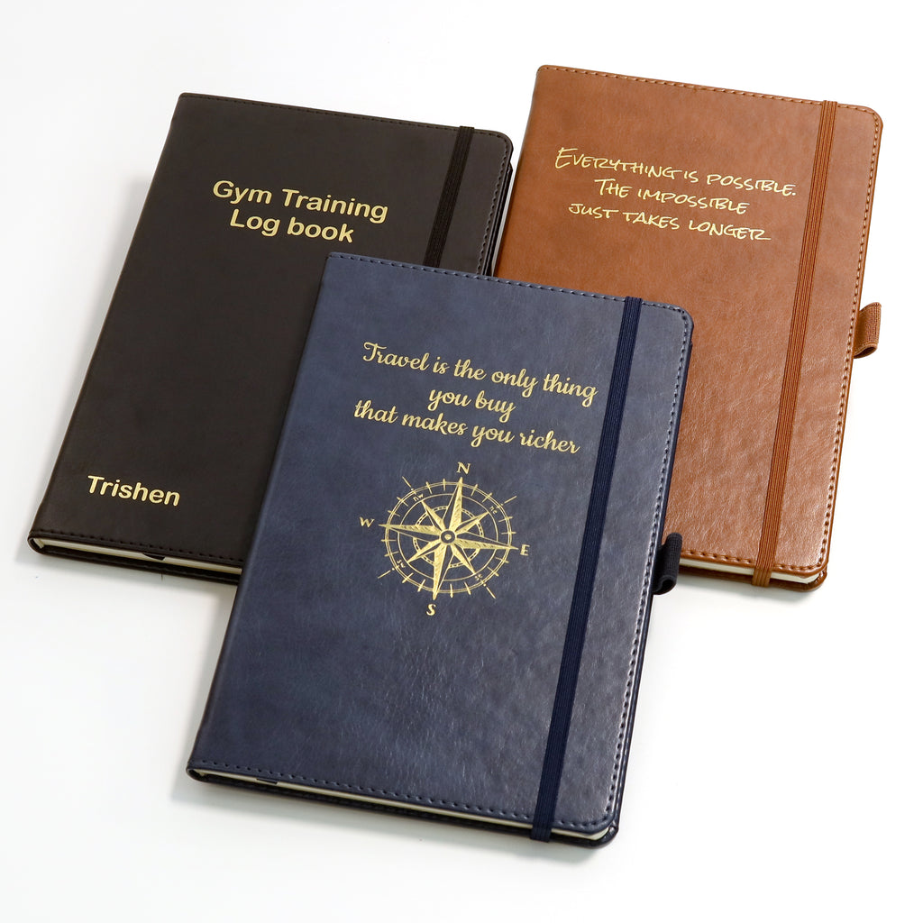 Personalised Premium Hardcover A5 Notebook Journal with Gold Embossing