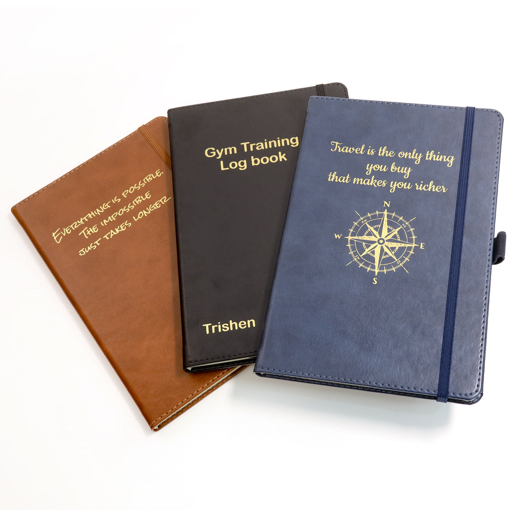 Personalised Premium Hardcover A5 Notebook Journal with Gold Embossing
