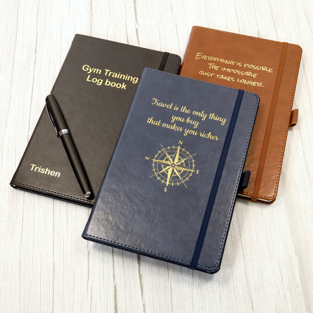 Personalised Premium Hardcover A5 Notebook Journal with Gold Embossing