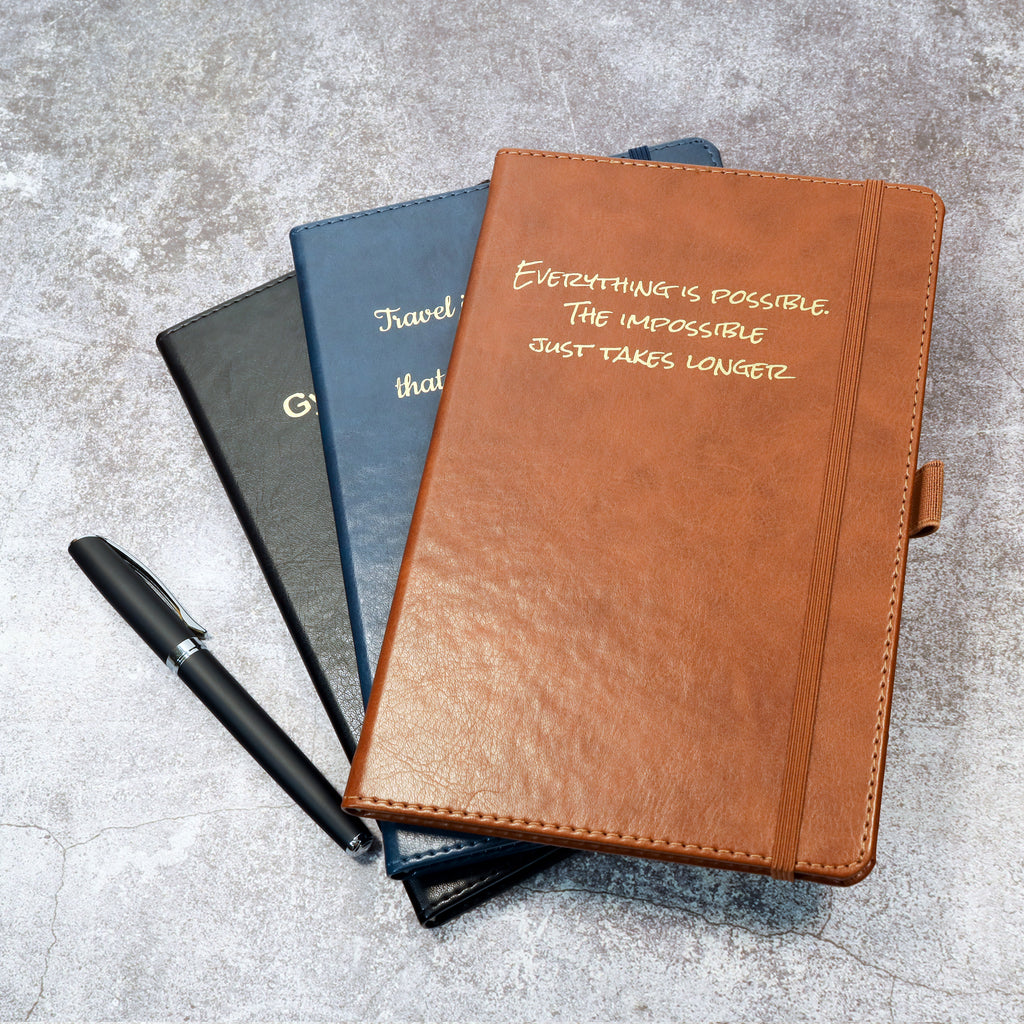 Personalised Premium Hardcover A5 Notebook Journal with Gold Embossing