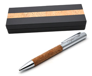 Personalised Premium Cork Metal Ballpoint Pen + Gift Box