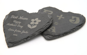 Personalised Slate Love Heart Coaster