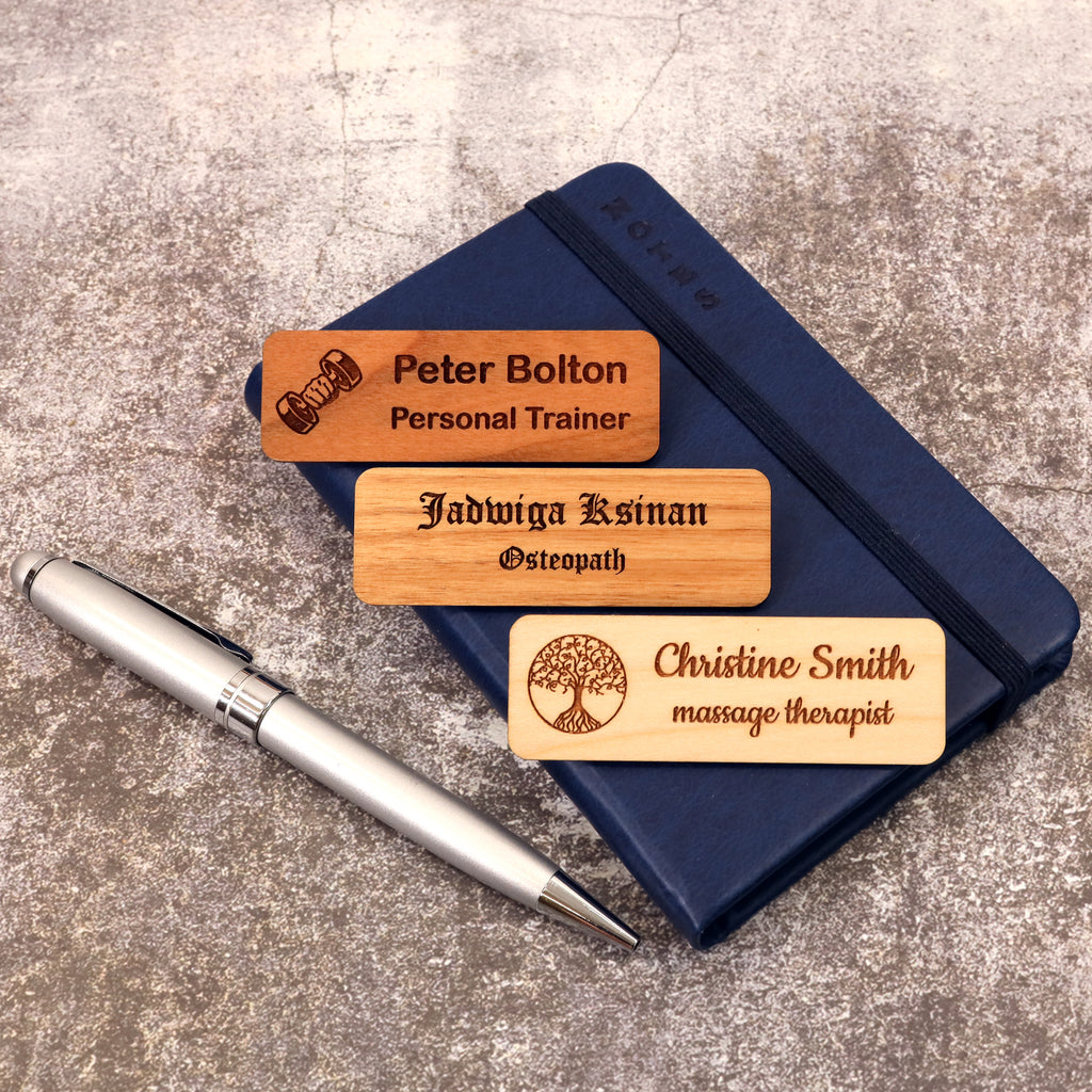 Personalised Wooden Eco Name Badge Staff ID | Design Your Custom Tag