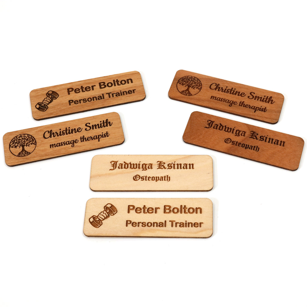 Personalised Wooden Eco Name Badge Staff ID | Design Your Custom Tag