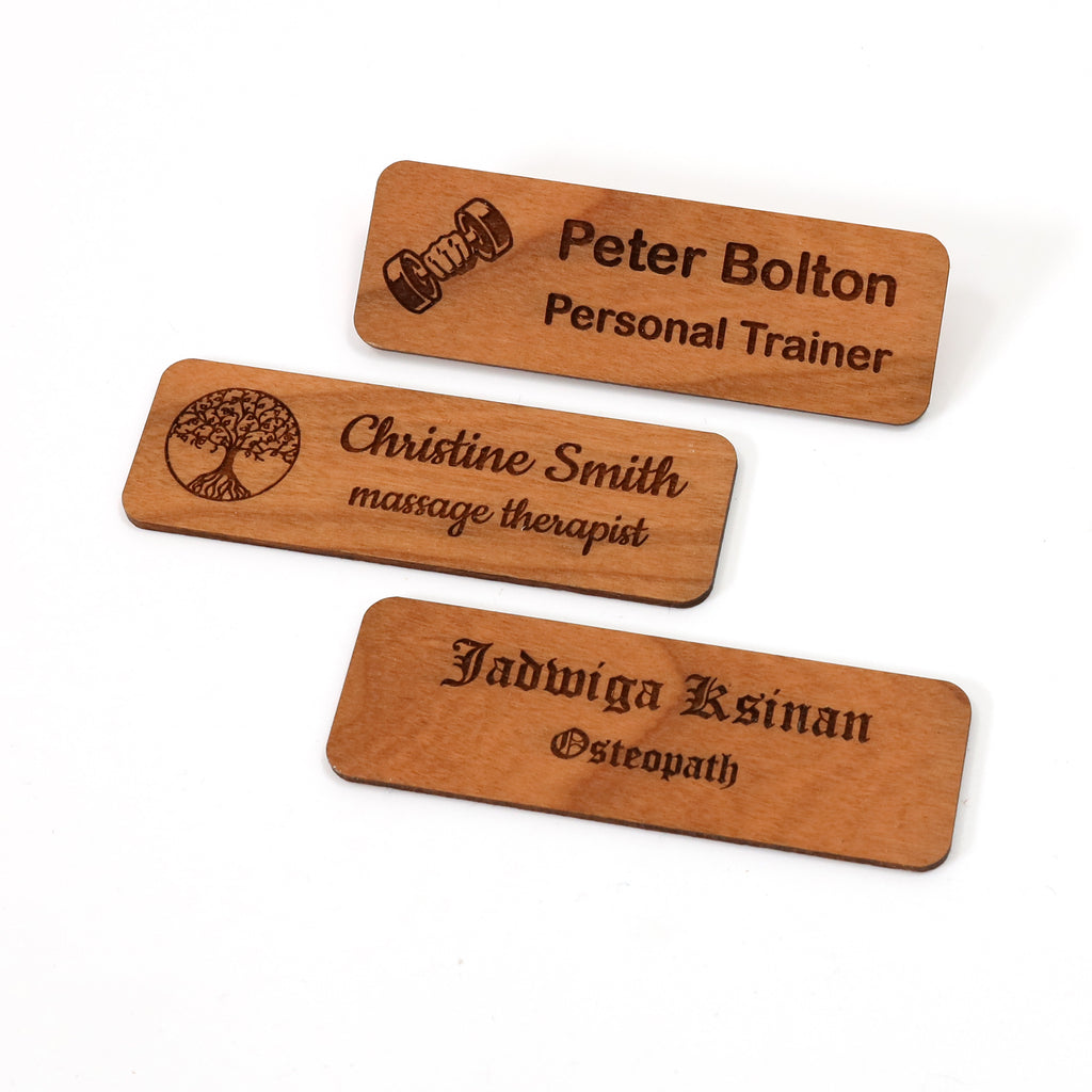 Personalised Wooden Eco Name Badge Staff ID | Design Your Custom Tag