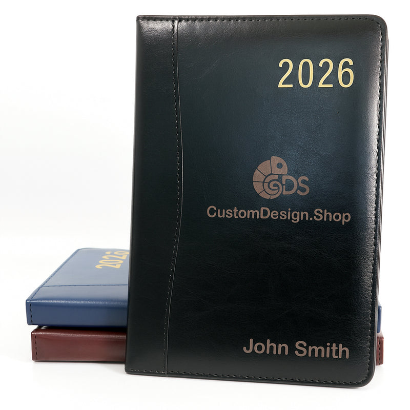 Personalised Premium Executive Diary Organiser 2026, A4/A5 size | Custom Engraved Planner (UK dates)