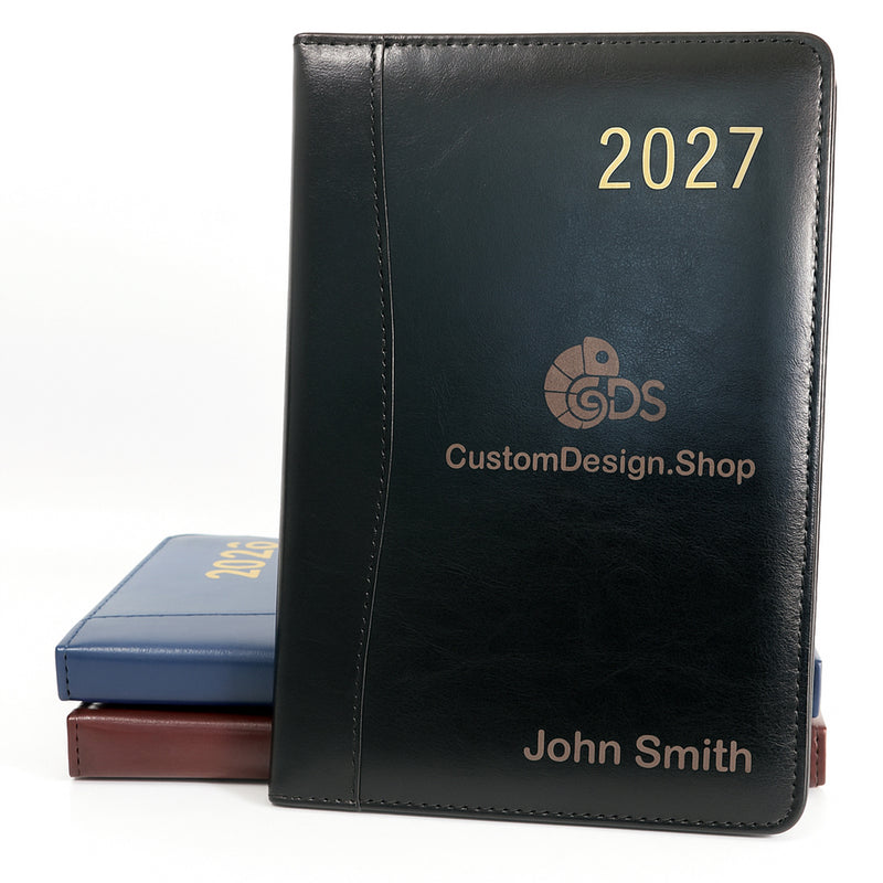 Personalised Executive 2027 Diary Organiser, A4/A5 size | Custom Engraved Planner (UK dates)