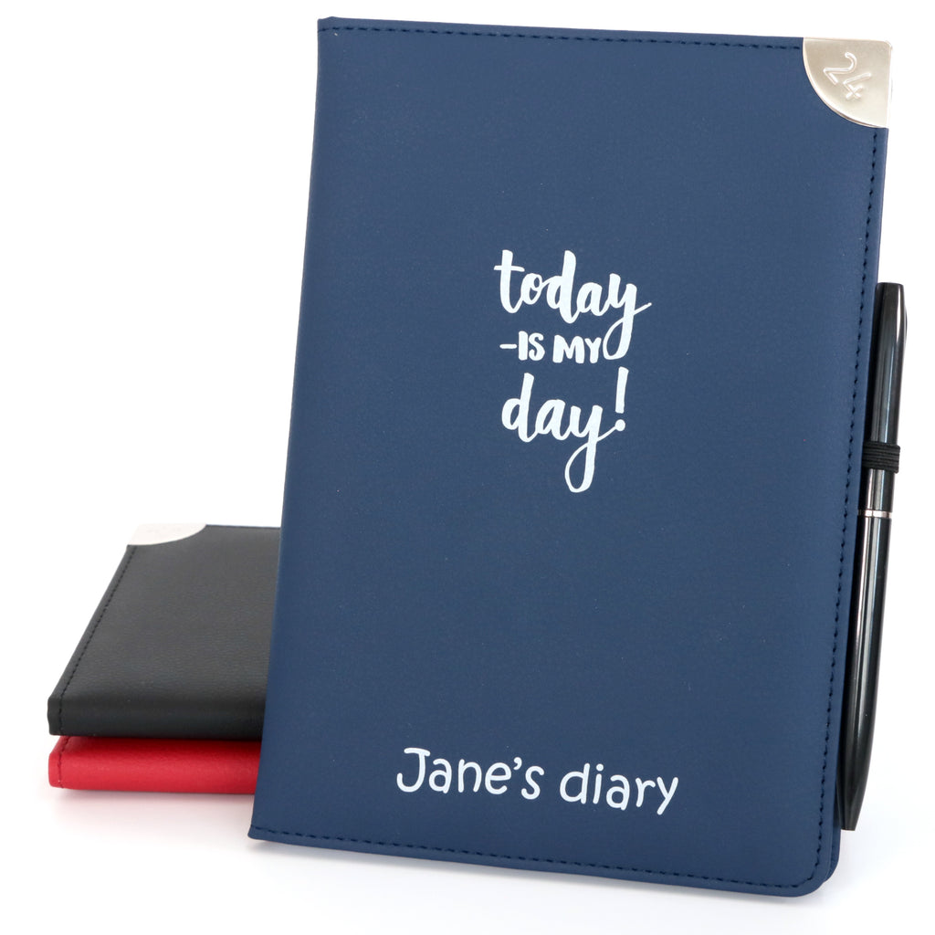 Personalised Executive Diary Organiser 2024 A5 size - UK dates and holidays