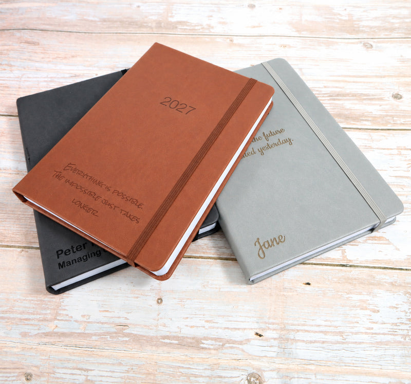 Personalised 2027 Executive Diary, A4/A5 Hardcover | Custom Engraved Organiser - UK dates
