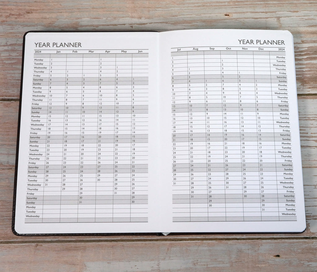 Personalised Premium Executive Diary Organiser 2024, A4, A5 size, UK dates