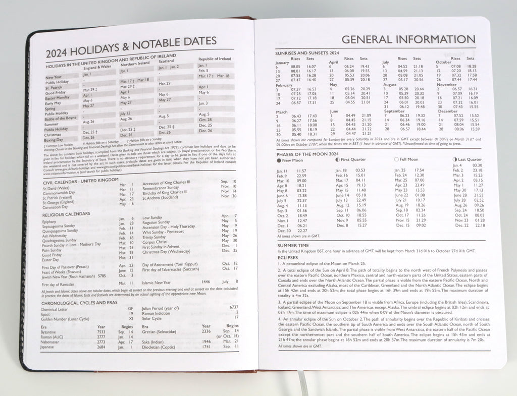 Personalised Custom Premium Diary Organiser 2024, A5 size, UK dates and holidays