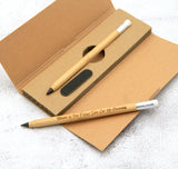 Personalised Infinity Bamboo Pencil with Eraser + Eco Box | Custom Engraved Name