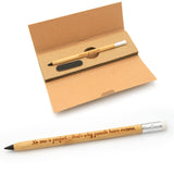 Personalised Infinity Bamboo Pencil with Eraser + Eco Box | Custom Engraved Name