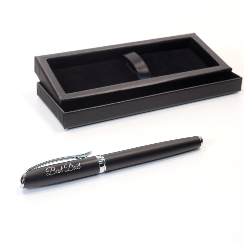 Personalised Custom Premium Satin Black Metal Fountain Pen + Gift Box | Design A Truly Unique Present | Laser Engraved