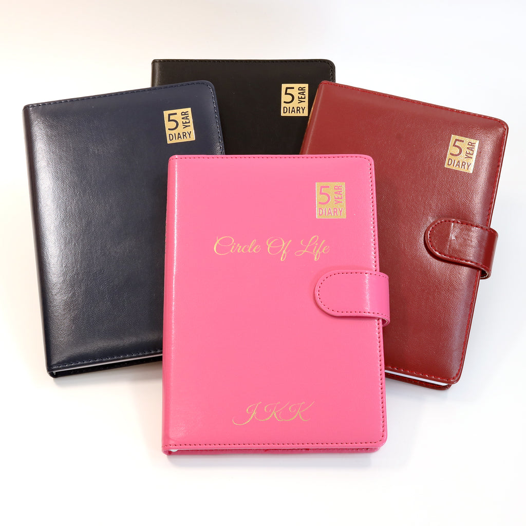 Personalised Custom Premium 5 Year Diary Organiser | Gold Embossed Gift