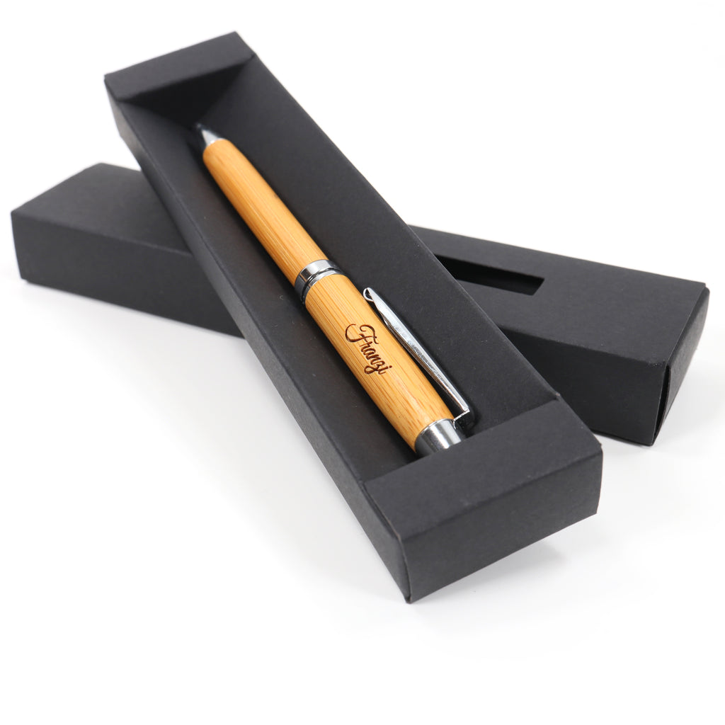 thumbnail image 2 of CustomDesign.Shop Personalised Bamboo Ballpoint Pen – Laser Engraved – Medium Tip – Black Ink – Gift Box 2 of 5