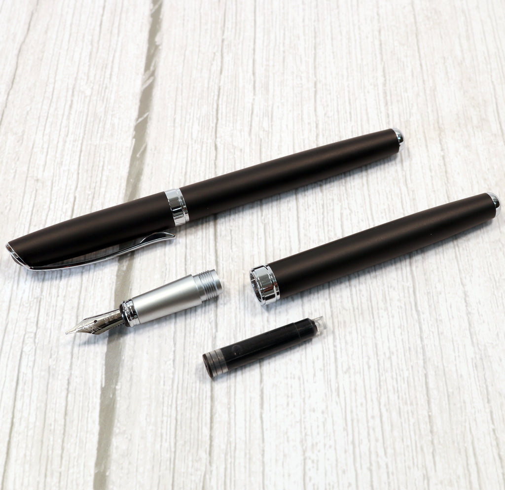 Personalised Custom Premium Satin Black Metal Fountain Pen + Gift Box | Design A Truly Unique Present | Laser Engraved