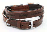 Personalised Premium Padded Leather Dog Collar + optional Matching Lead